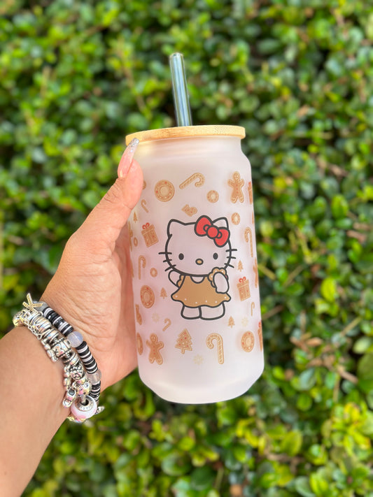 Gingerbread Hello Kitty 18 oz. Glass Can