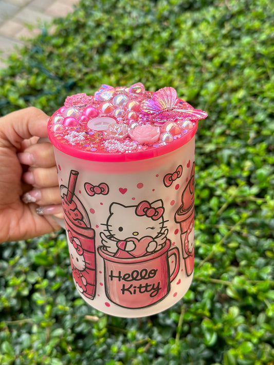 Hello Kitty Bling Lid 17 oz. Glass Mug